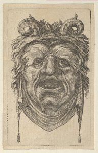 Satyrmaske mit gekräuselten Hörnern, blättrigen Augenbrauen und einem Tuch unter dem Kinn, ca. 1635-45 von Francois Chauveau
