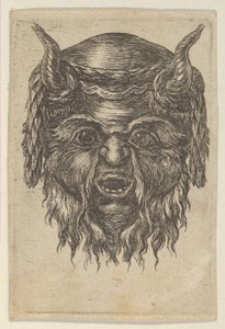 Satyrmaske mit einem Lorbeerkranz über den Hörnern drapiert, aus Divers Masques, ca. 1635-45 von Francois Chauveau