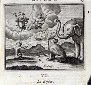 Der Sack. Fabeln von Jean de La Fontaine (1621-95). Illustration von François Chauveau (1613-1676). Ausgabe von 1728