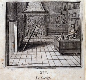 Die Kerze. Fabeln von Jean de La Fontaine (1621-95). Illustration von François Chauveau (1613-1676). Ausgabe von 1728.