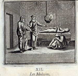 Die Ärzte. Fabeln von Jean de La Fontaine. Illustration von François Chauveau. Ausgabe von 1728. von Francois Chauveau
