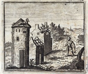 Die zwei Tauben. Fabeln von Jean de La Fontaine. Illustration von François Chauveau. Ausgabe von 1728. von Francois Chauveau