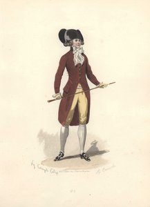 Mann mit großem schwarzem Zweispitzhut, Ära von Marie Antoinette von Francois Claudius Compte Calix