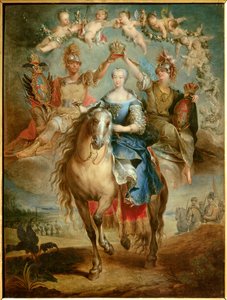 Reiterporträt von Maria Theresia von Österreich (1717-1780), Königin von Ungarn (Gemälde von Francois Eisen, 1757) von Francois Eisen
