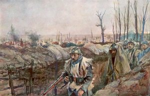 Ein französischer Graben im Dorf Souchez, Artois, Frankreich, 18. Dezember 1915