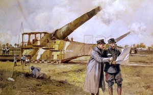 Schwere Artillerie auf der Eisenbahn, Oktober 1916 von Francois Flameng