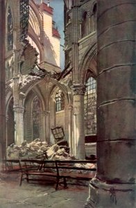 Innenraum der Ruinen der Abtei Saint Jean des Vignes, Soissons, Frankreich, 18. Mai 1915