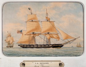 Die Brigg Merope, von François Roux, Aquarell, Frankreich