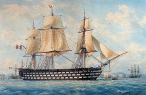 Das Schiff Montebello, von François Roux, Aquarell, Frankreich von Francois Geoffroy Roux