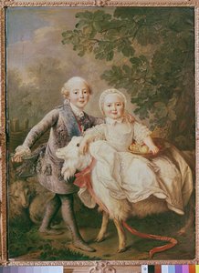 Karl von Frankreich (1757-1836), Graf von Artois und seine Schwester Clothilde (1759-1802), 1763-64 von Francois Hubert Drouais