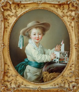 Kleiner Junge, ein Kartenhaus bauend von Francois Hubert Drouais