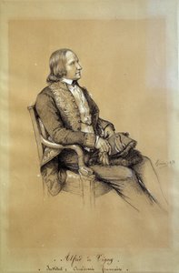 Porträt von Alfred de Vigny (1797 - 1863), französischer Schriftsteller, Dramatiker und Dichter. Zeichnung von Francois Joseph Heim (1787-1865) von François Joseph Heim