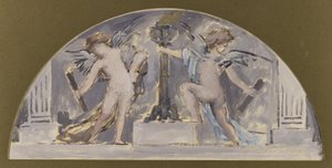 Skizze für den Speisesaal des Hôtel de Ville de Paris, zwei Liebende entzünden eine Fackel von Francois Lafon