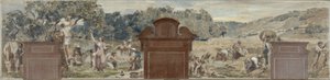 Skizze für das Dorfhaus von Pantin: Die Ernte. Die Ernte, 1886 von Francois Lafon