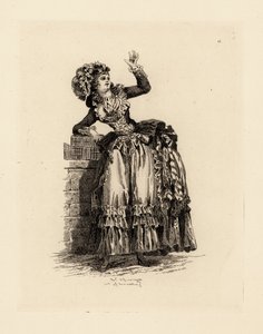 Modische Frau mit Haube à la Nicolet, Ära von Marie Antoinette