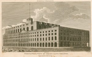 Nordwestansicht des Drury Lane Theaters, London von Francois Louis Thomas Francia