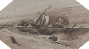 Schiffe, die in einem stürmischen Meer krängen