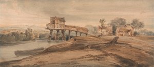 Die Wassermühle über der Brücke in Charenton