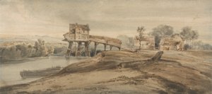 Die Wassermühle über der Brücke bei Charenton, nach einem Gemälde von Thomas Girtin