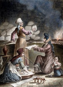 Türkische Frauen backen Brot von Francois Marie Rosset