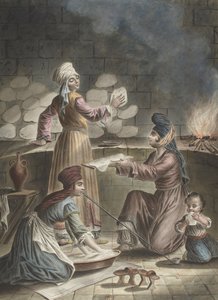 Türkische Frauen backen Brot, 1790 von Francois Marie Rosset