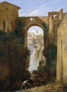 Ponte San Rocco und Wasserfälle, Tivoli, ca. 1810-20 von Francois Marius Granet