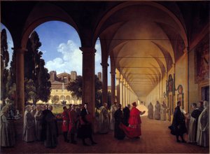 Der Kreuzgang der Kartäuser von Santa Maria degli Angeli in Rom. Gemälde von François Marius Granet