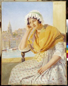 Madame Contencin auf der Terrasse Quai de Rive-Neuve in Marseille von Francois Marius Valere Bernard