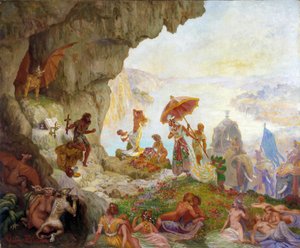 Die Versuchung des heiligen Antonius des Großen durch die Königin von Saba von Francois Marius Valere Bernard