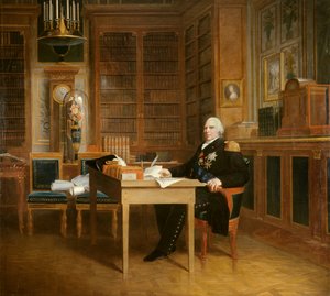 Porträt von Louis XVIII (1755-1824) in seinem Büro in den Tuilerien, über die Charta meditierend von Baron François Pascal Simon Gérard