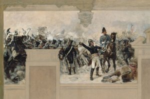 Skizze für das Rathaus von Pantin: Verteidigung von Pantin 1814 durch General Compans