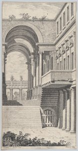 Architektonische Ansicht mit einem Bogen, 1740