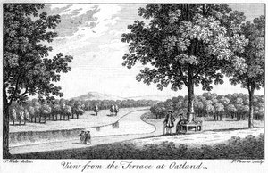Blick von der Terrasse in Oatland, 18. Jahrhundert