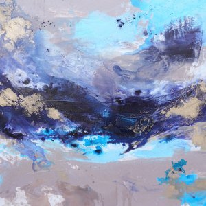 Tiefblauer Goldener Fluss von Françoise Wattré