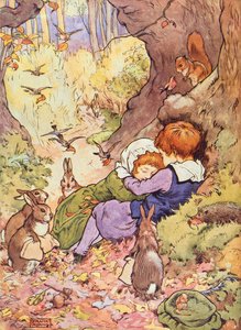 Die Kinder im Wald aus Mein Kinderbuch, veröffentlicht von Blackie & Son (Buchillustration)