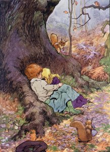 Illustration für „The Babes in the Wood“ (Farblithografie) von Frank Adams