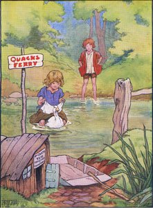Die Ente nahm sie nacheinander auf ihrem Rücken, aus Hänsel und Gretel, veröffentlicht von Blackie & Son Limited, ca. 1940