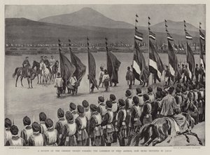 Eine Überprüfung der chinesischen Truppen, die die Garnison von Port Arthur bilden, die jetzt von Japan belagert wird von Frank Dadd