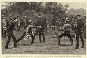 Bajonettkampf in Aldershot, ein Kampf zwischen den Teams der South Wales Borderers und des Welsh Regiments