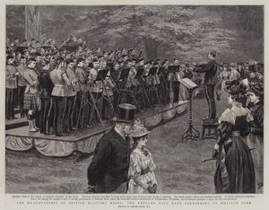 Das Hauptquartier der britischen Militärmusik, die Kneller Hall Band spielt im Whitton Park von Frank Dadd
