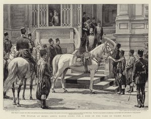Der Sultan zu Hause, Abdul Hamid reitet im Park des Yildiz-Palastes von Frank Dadd