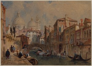 Ansicht von Venedig: Die Kuppel von Santa Maria della Salute vom Hinterhof des Da Mula Palastes, Blick nach Osten von Frank Dillon