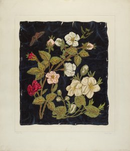 Handgemachte Blumen auf Schwarz, 1935-1942 von Frank J Mace