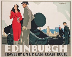 Plakat, das LNER-Ostküstenrouten nach Edinburgh bewirbt