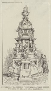 Brunnen in Hawarden, zur Erinnerung an die Goldene Hochzeit von Mr. und Mrs. Gladstone von Frank Watkins