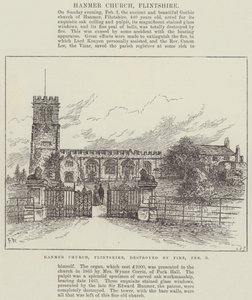 Hanmer Kirche, Flintshire, durch Feuer zerstört, 3. Februar von Frank Watkins