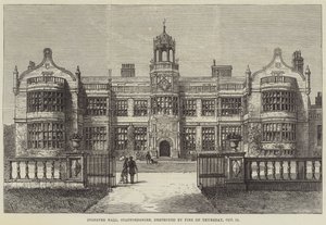 Ingestre Hall, Staffordshire, durch Feuer zerstört am Donnerstag, 12. Oktober