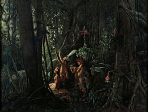 Amazonische Indianer, die den Sonnengott verehren, ca. 1860 von François August Biard