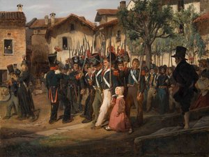 Die Nationalgarde der Kampagne marschiert vor dem Bürgermeister vorbei