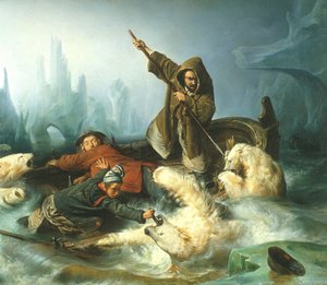 Kampf mit Eisbären von François Auguste Biard
